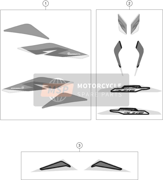 KTM 890 Duke R EU 2020 Decal for a 2020 KTM 890 Duke R EU