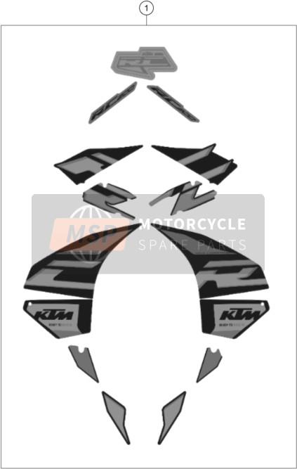 KTM RC 200, black, w/o ABS - CKD MY 2020 Decal for a 2020 KTM RC 200, black, w/o ABS - CKD MY
