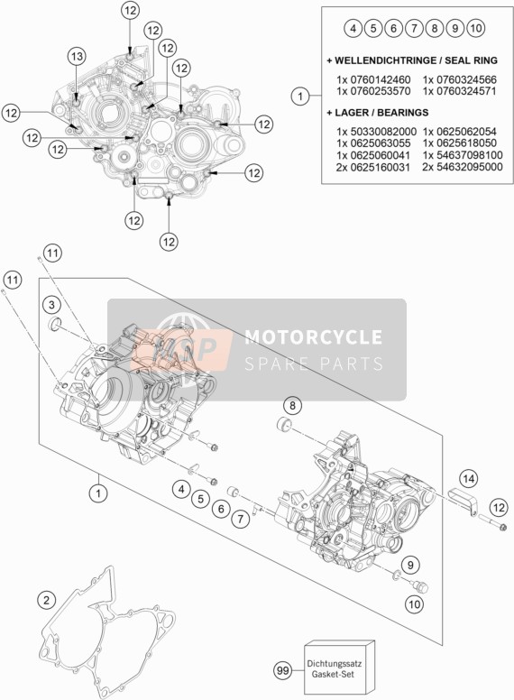 KTM 125 SX EU 2020 Cassa del motore per un 2020 KTM 125 SX EU