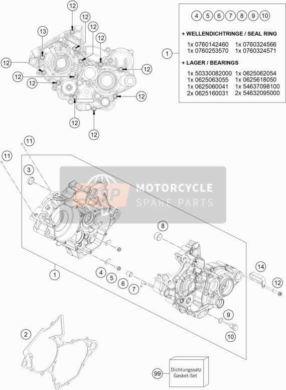 KTM 125 SX EU 2021 Motorbehuizing voor een 2021 KTM 125 SX EU