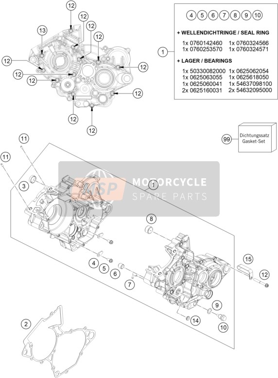 KTM 125 XC US 2021 Cassa del motore per un 2021 KTM 125 XC US