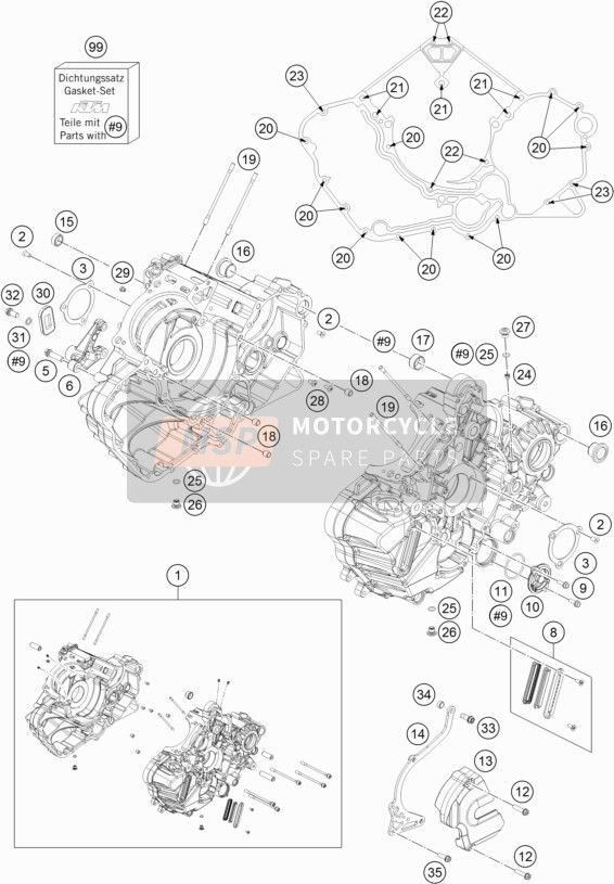 KTM 1290 Super Adventure S, silver US 2020 Engine Case for a 2020 KTM 1290 Super Adventure S, silver US