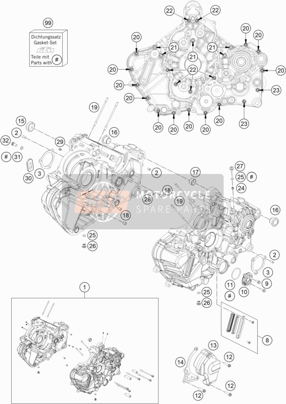 KTM 1290 Super Duke R, orange EU 2020 Motorgehäuse für ein 2020 KTM 1290 Super Duke R, orange EU
