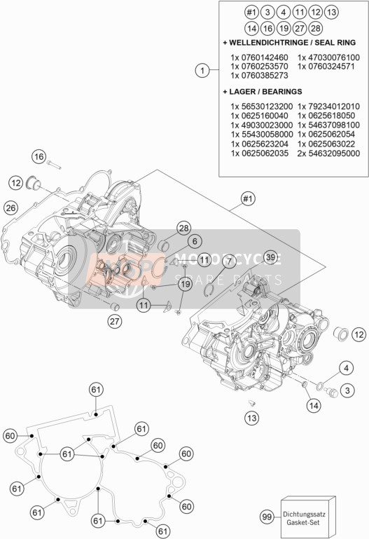 KTM 250 EXC TPI EU 2021 Motorgehäuse für ein 2021 KTM 250 EXC TPI EU