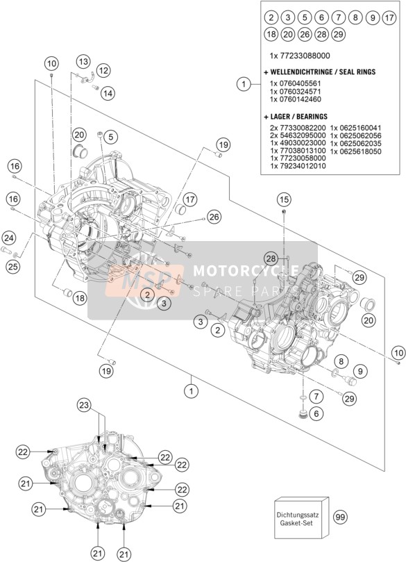 KTM 250 EXC-F EU 2021 Cassa del motore per un 2021 KTM 250 EXC-F EU