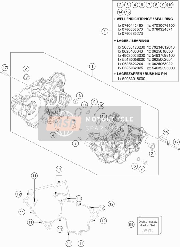 KTM 250 SX EU 2021 Cassa del motore per un 2021 KTM 250 SX EU