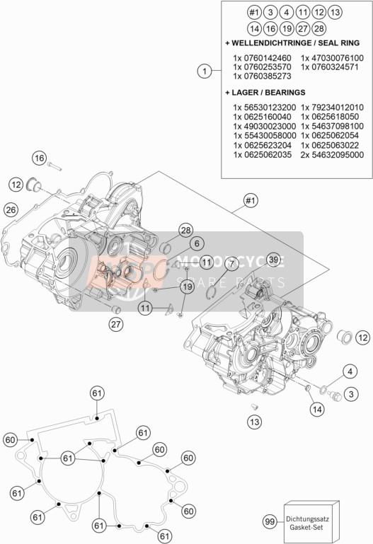 KTM 250 XC TPI US 2020 Engine Case for a 2020 KTM 250 XC TPI US