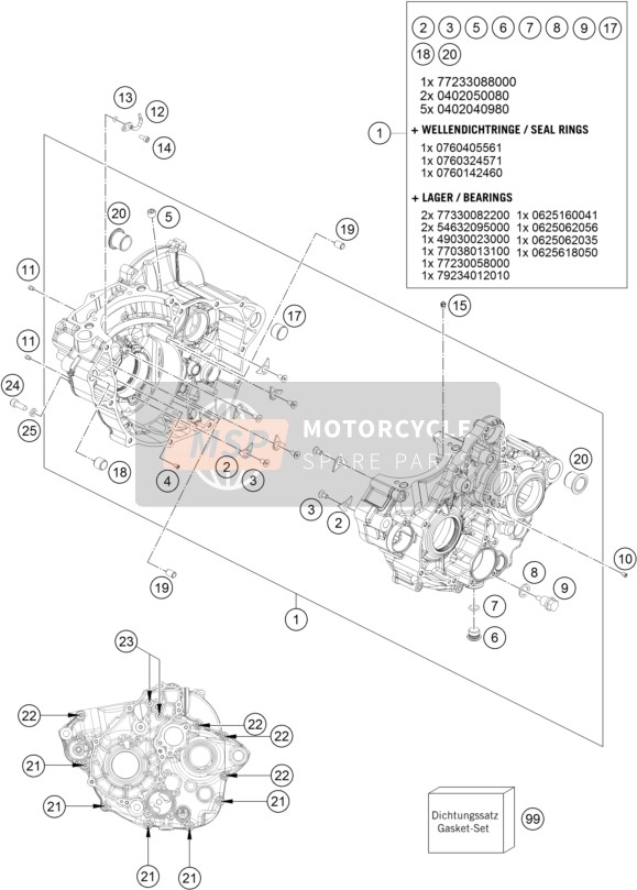 KTM 250 XC-F US 2021 Boîtier moteur pour un 2021 KTM 250 XC-F US