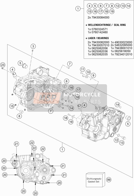 KTM 450 SX-F EU 2020 Motorbehuizing voor een 2020 KTM 450 SX-F EU