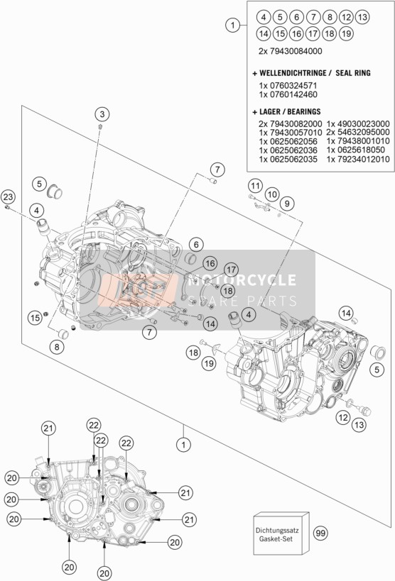 KTM 500 EXC-F US 2020 Motorgehäuse für ein 2020 KTM 500 EXC-F US