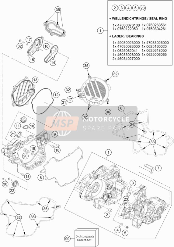 KTM 85 SX 17/14 EU 2021 Cassa del motore per un 2021 KTM 85 SX 17/14 EU