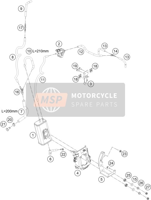 KTM 790 Adventure R EU 2020 Cartouche évaporative pour un 2020 KTM 790 Adventure R EU