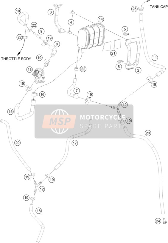 KTM RC 390, white - B.D. US 2020 Cartouche évaporative pour un 2020 KTM RC 390, white - B.D. US