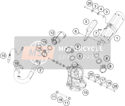 KTM 250 Duke, orange - B.D. EU 2020 Exhaust System for a 2020 KTM 250 Duke, orange - B.D. EU