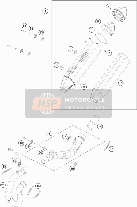 KTM 250 EXC-F EU 2020 Système d'échappement pour un 2020 KTM 250 EXC-F EU