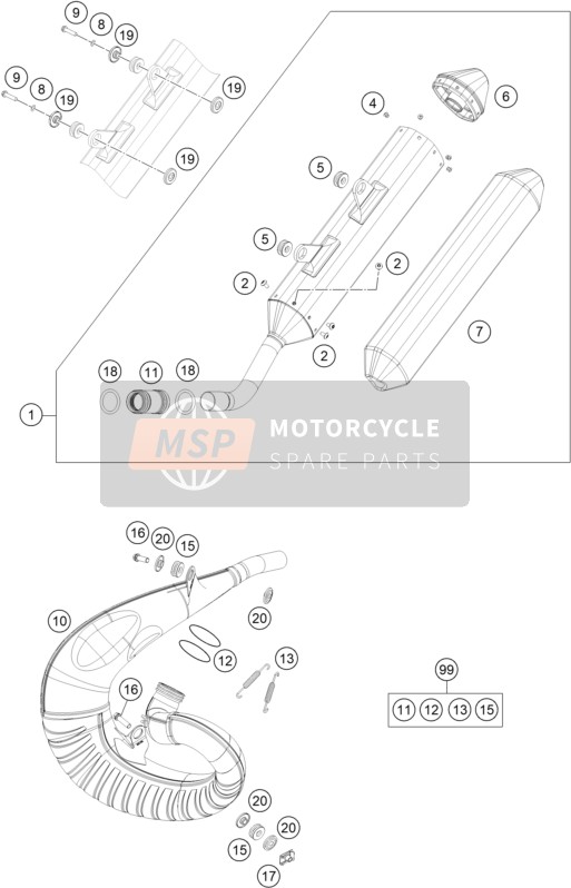 KTM 250 XC-W TPI US 2021 Système d'échappement pour un 2021 KTM 250 XC-W TPI US