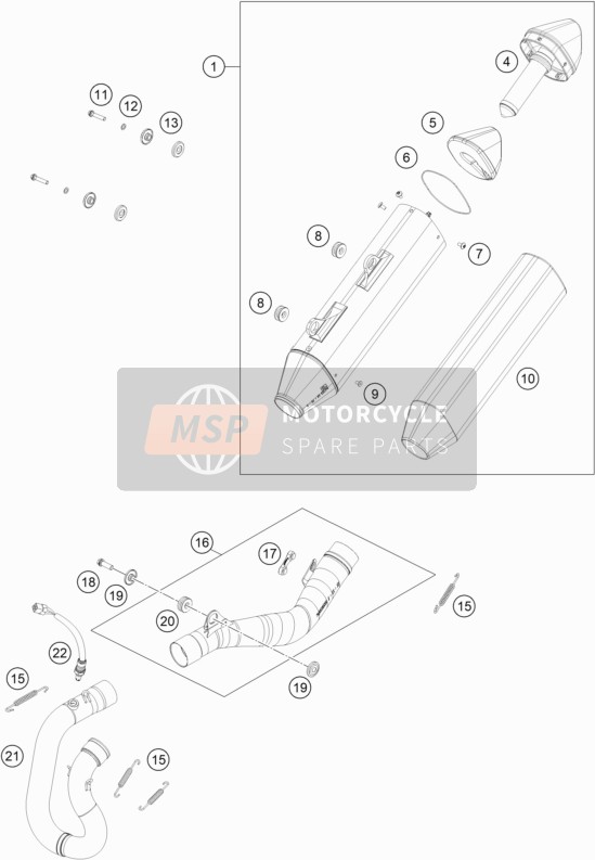 KTM 350 XCF-W US 2021 Abgassystem für ein 2021 KTM 350 XCF-W US