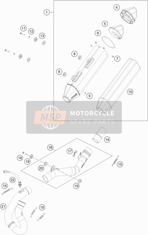 KTM 500 EXC-F US 2020 Impianto di scarico per un 2020 KTM 500 EXC-F US