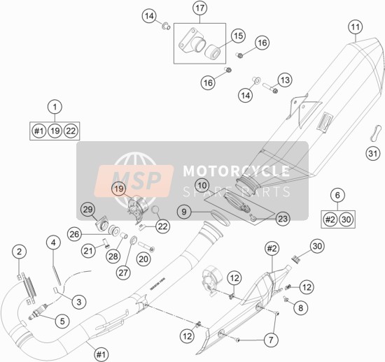 KTM 690 SMC R US 2020 Uitlaatsysteem voor een 2020 KTM 690 SMC R US