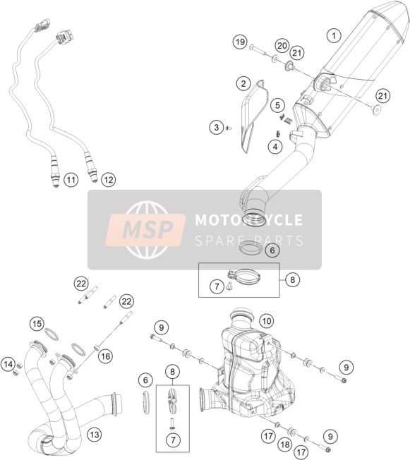 KTM 790 Adventure, orange EU 2020 Exhaust System for a 2020 KTM 790 Adventure, orange EU