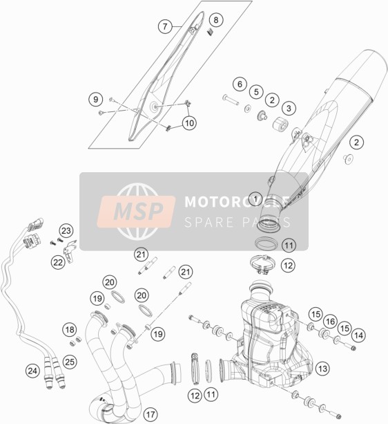 KTM 790 Duke, orange - CKD CN 2020 Sistema de escape para un 2020 KTM 790 Duke, orange - CKD CN