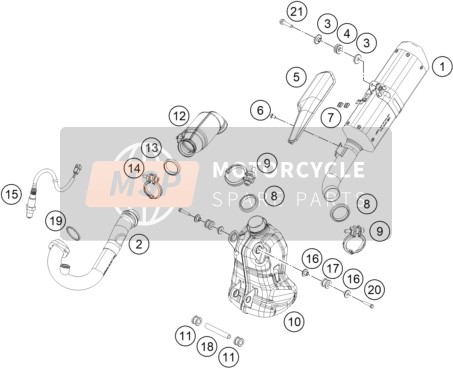 KTM RC 125, grey EU 2020 Exhaust System for a 2020 KTM RC 125, grey EU