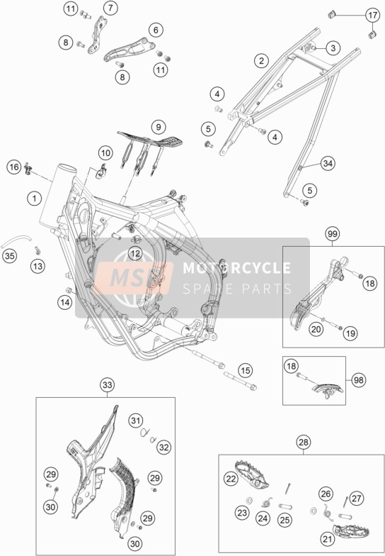 5050300100033, Frame "505S3" 125/150 Sx, KTM, 0