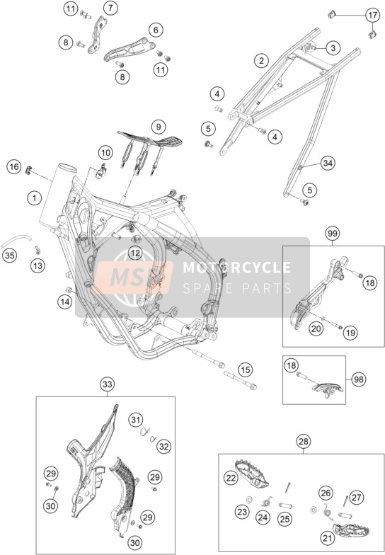 KTM 125 XC US 2021 Rahmen für ein 2021 KTM 125 XC US