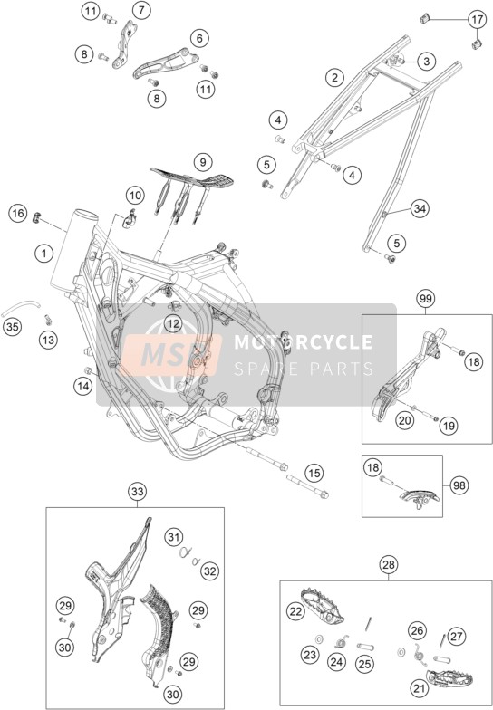 KTM 125 XC US 2021 Frame for a 2021 KTM 125 XC US