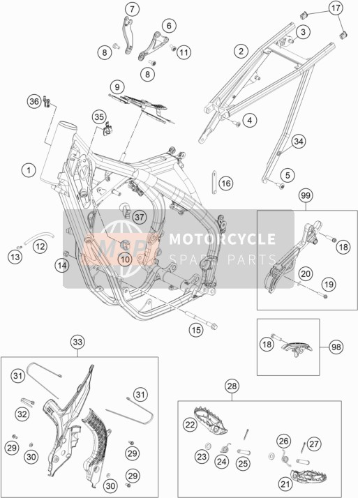 KTM 250 XC-F US 2021 Frame for a 2021 KTM 250 XC-F US