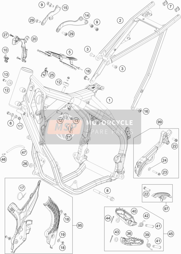 KTM 250 XC-W TPI US 2020 Frame voor een 2020 KTM 250 XC-W TPI US