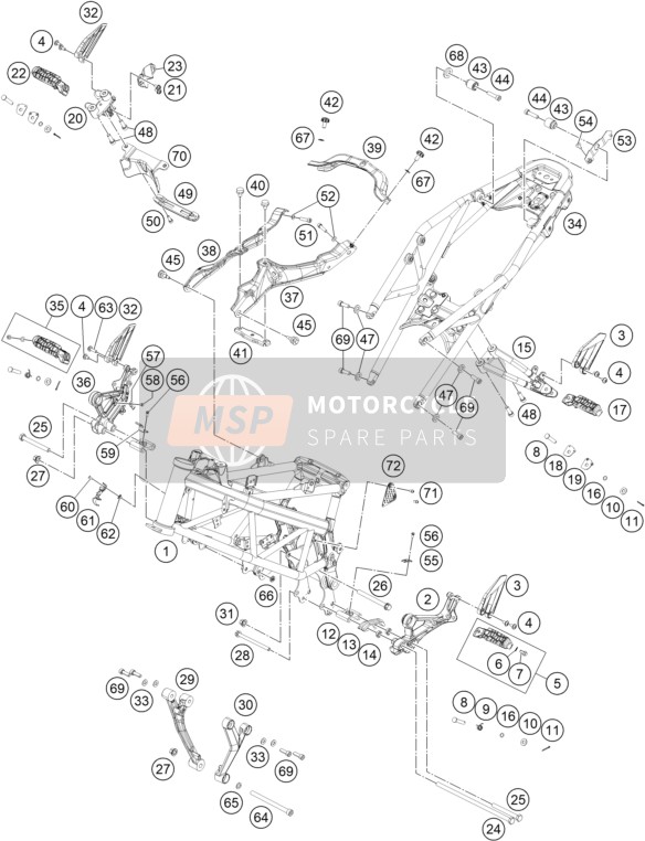 KTM 390 Duke, orange - B.D. EU 2020 Frame for a 2020 KTM 390 Duke, orange - B.D. EU