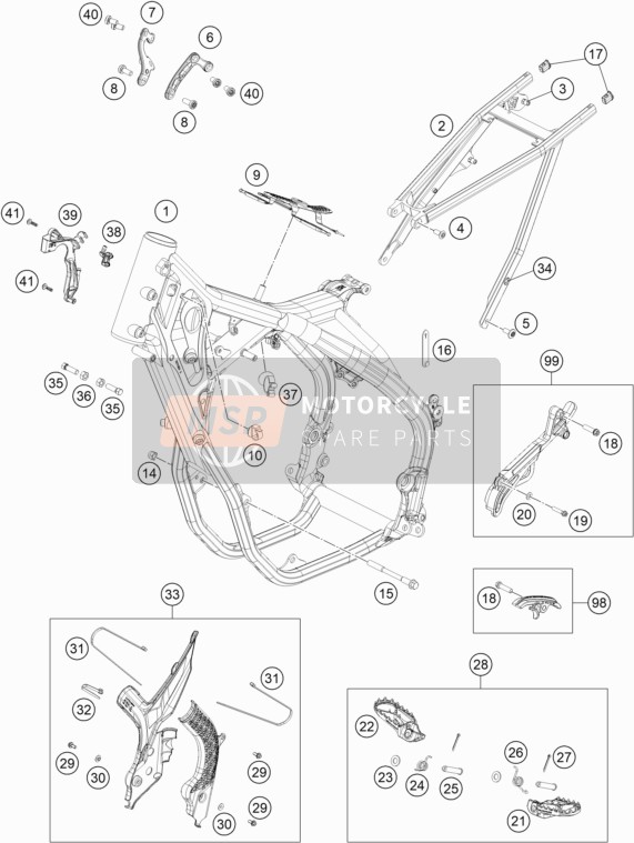 KTM 500 EXC-F Six Days US 2020 Frame voor een 2020 KTM 500 EXC-F Six Days US