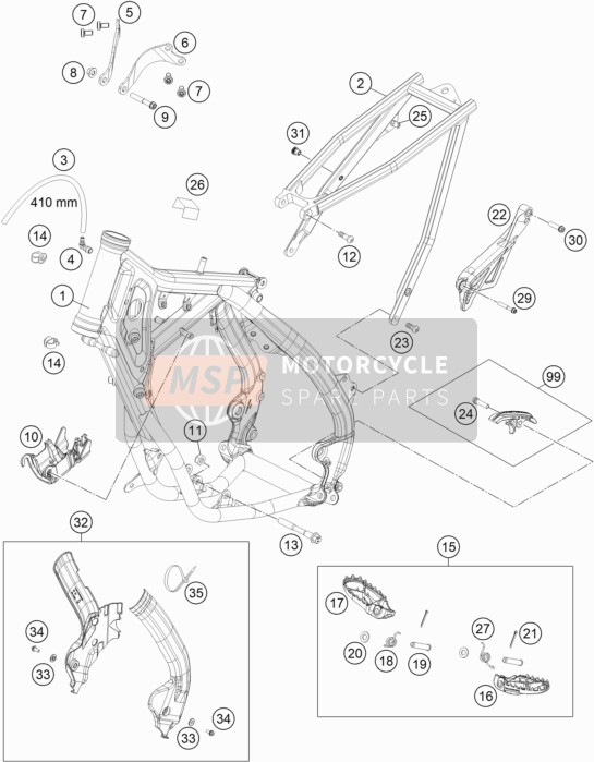 KTM 85 SX 17/14 EU 2021 Frame voor een 2021 KTM 85 SX 17/14 EU