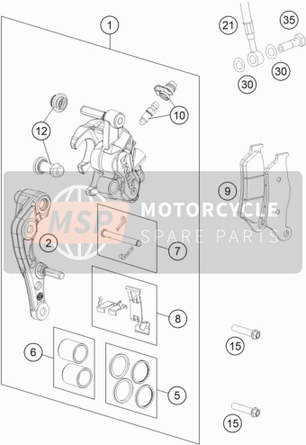 KTM 125 SX EU 2021 Front Brake Caliper for a 2021 KTM 125 SX EU