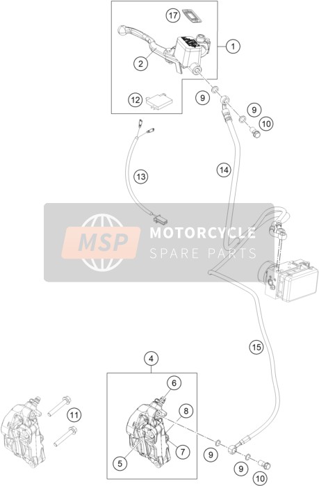 KTM 200 Duke, orange, ABS - CKD BR 2020 Bremssattel Vorne für ein 2020 KTM 200 Duke, orange, ABS - CKD BR