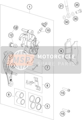 KTM 250 EXC-F Six Days EU 2020 Front Brake Caliper for a 2020 KTM 250 EXC-F Six Days EU