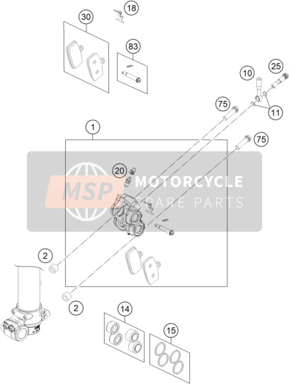KTM 85 SX 19/16 EU 2020 Front Brake Caliper for a 2020 KTM 85 SX 19/16 EU