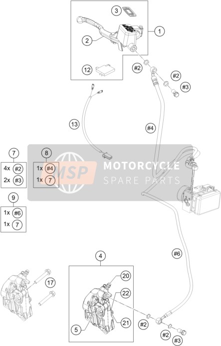 KTM RC 125, grey EU 2020 Pinza de freno delantero para un 2020 KTM RC 125, grey EU