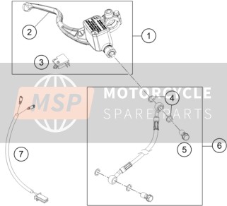 KTM 250 Duke, white w/o ABS-B.D. EU 2020 Controlar de freno delantero para un 2020 KTM 250 Duke, white w/o ABS-B.D. EU