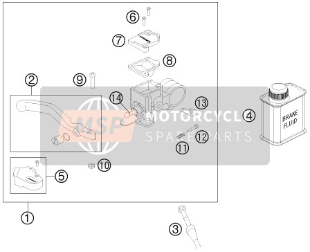 KTM 50 SX Mini EU 2021 Voorrem aansturing voor een 2021 KTM 50 SX Mini EU