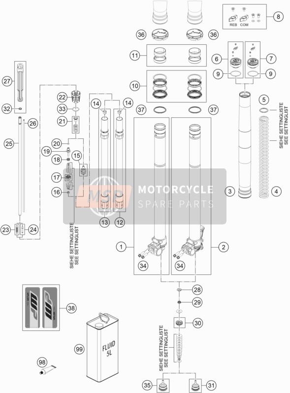 KTM 690 Enduro R US 2020 Fourche avant démontée pour un 2020 KTM 690 Enduro R US