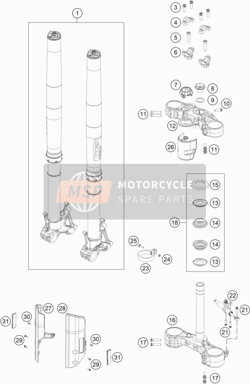 KTM 890 ADVENTURE R EU 2021 Vorderradgabel, Dreifachklemme für ein 2021 KTM 890 ADVENTURE R EU