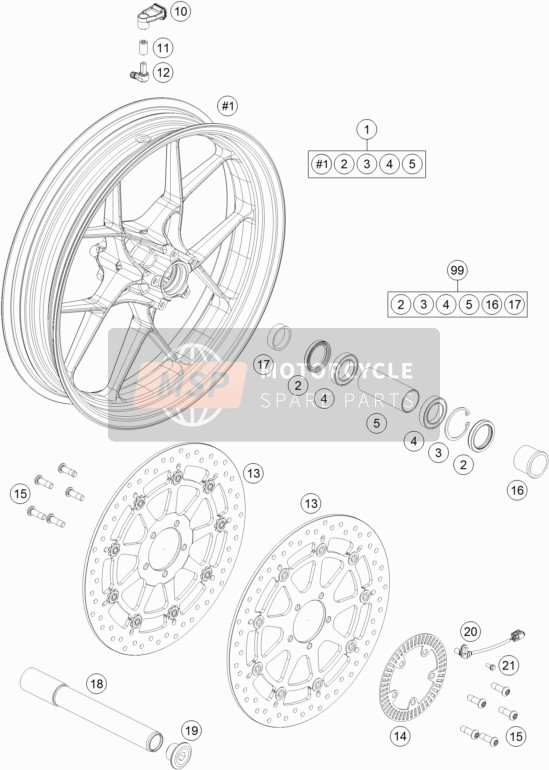 KTM 1290 Super Duke GT, black EU 2020 Roue avant pour un 2020 KTM 1290 Super Duke GT, black EU