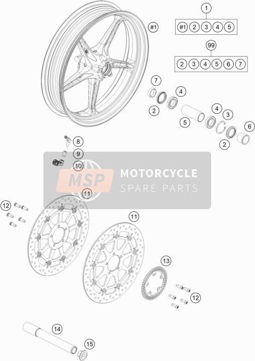 KTM 1290 Super Duke R, black EU 2020 Rueda delantera para un 2020 KTM 1290 Super Duke R, black EU