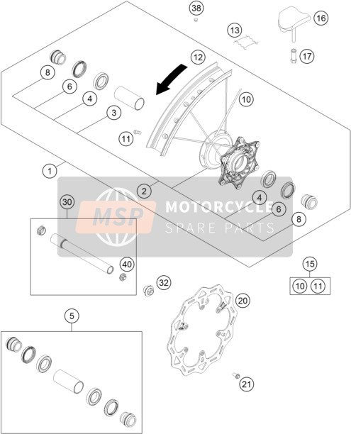 KTM 250 SX-F US 2021 Front Wheel for a 2021 KTM 250 SX-F US