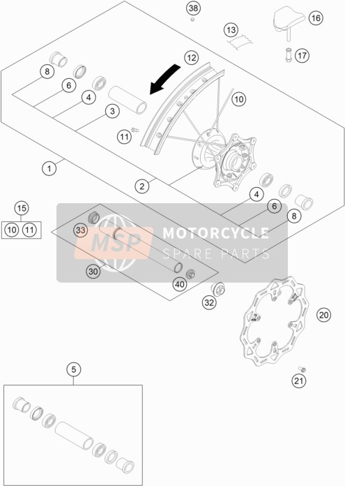 KTM 250 XC TPI US 2020 Voorwiel voor een 2020 KTM 250 XC TPI US