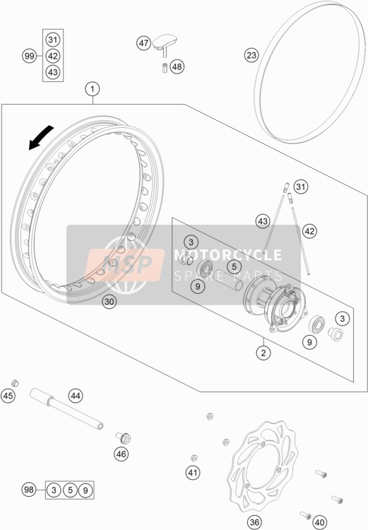 KTM 65 SX EU 2021 Rueda delantera para un 2021 KTM 65 SX EU