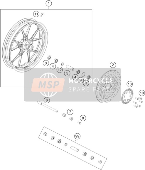 KTM RC 125, grey EU 2020 Vorderrad für ein 2020 KTM RC 125, grey EU