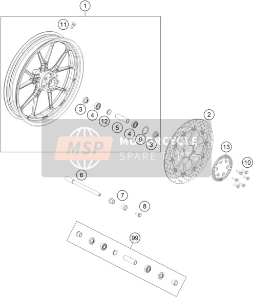 KTM RC 390, white EU 2020 Rueda delantera para un 2020 KTM RC 390, white EU